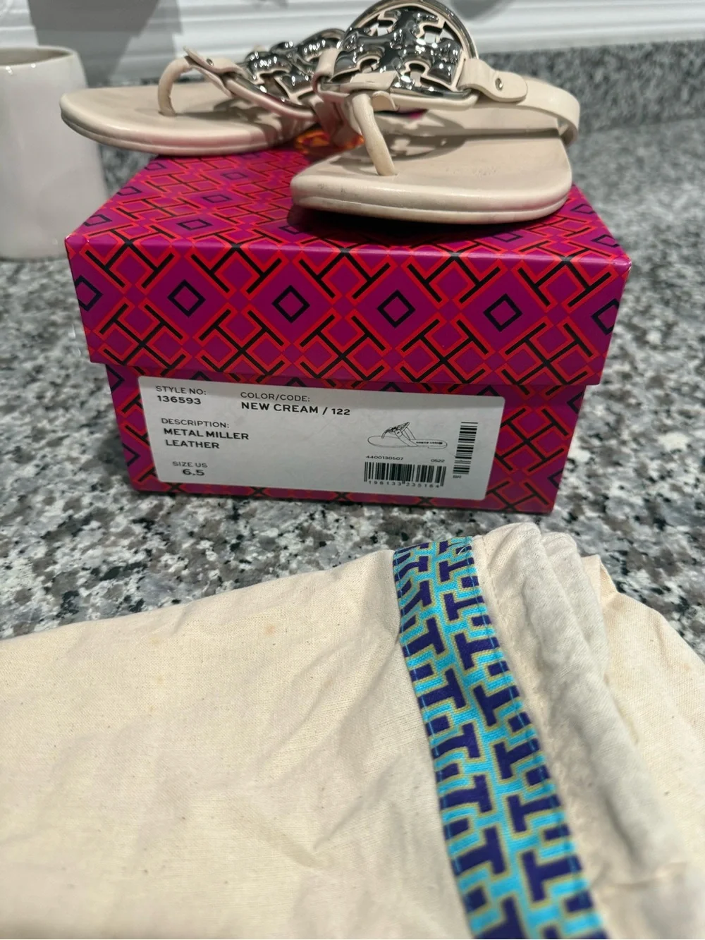 Tory Burch Miller Sandals – New Cream – Size 6.5
